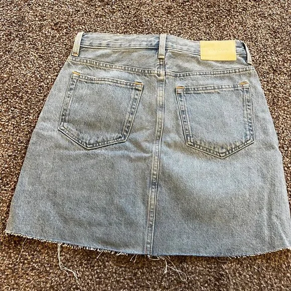 Everlane Denim Skirt vintage light blue raw hem size 24 - Picture 6 of 7